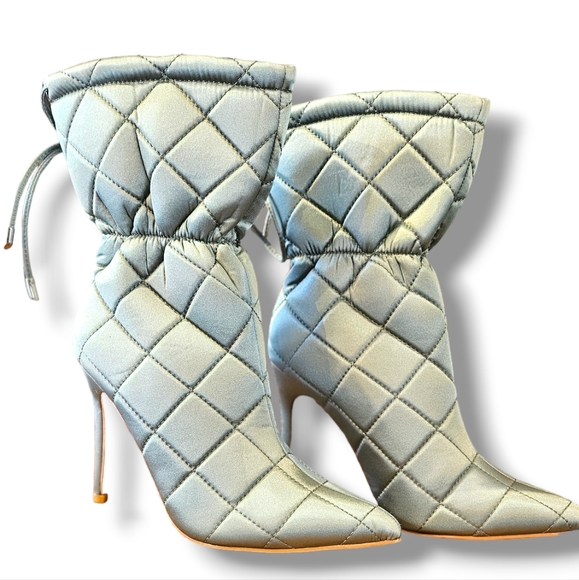 Women's satin quilted ankle boots - Picture 1 of 3